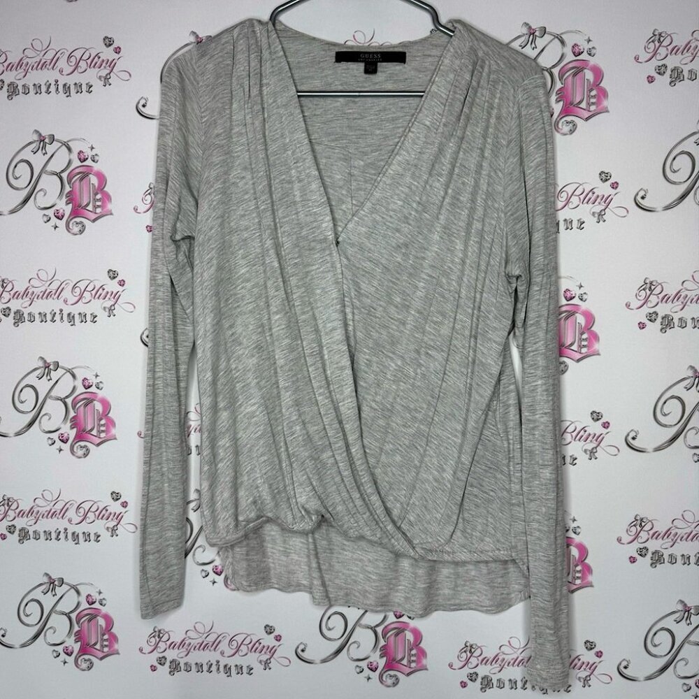 Guess long sleeve 2 way wear grey shirt button to close or leave open comfy soft